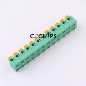 MX142R-7.62-12P-GN01-Cu-A Spring Terminal Block Bent Lead Through Hole,P=7.62mm Connector 1x12P 7.62mm Green Right Angle Insert - Product Image 1