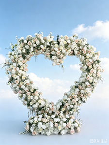 Arreglo Floral Artificial para Boda, Corazón de Rosas de Seda, Fondo Moderno Hecho a Mano para Decoración de Bodas y Fiestas - Product Image 1