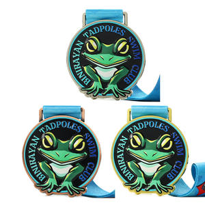 Médailles de <span class=keywords><strong>club</strong></span> de natation personnalisées en or, argent et bronze, logo en relief 3D, animal grenouille, impression UV, prix - Product Image 2