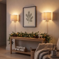 Applique murale en tissu style ferme avec interrupteur à chaîne métallique, luminaire décoratif pour entrée, escalier, couloir