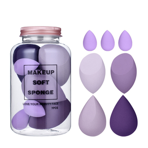 Set di spugne per trucco da 7 pezzi con fondotinta in vaso che mescola a forma di goccia senza lattice per la rimozione della spugna per il trucco all'ingrosso
