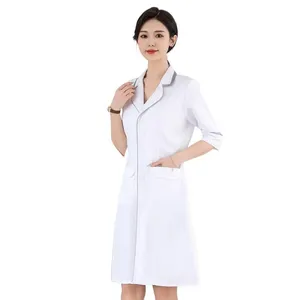 Uniforme de Trabajo para Esteticista, Salón de Belleza, Estilo Coreano, Bata Blanca de Manga Corta para Profesionales de la Salud - Product Image 3