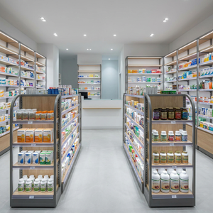 Étagères de présentation pharmaceutiques robustes et écologiques, simples ou double face, réglables, pour pharmacies, faciles à assembler - Product Image 1