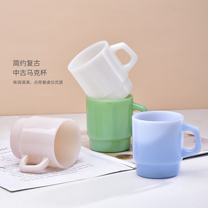 Verres à boire en verre opaque <span class=keywords><strong>de</strong></span> couleur personnalisée, tasse à thé en verre jade, tasse à café en verre borosilicate <span class=keywords><strong>de</strong></span> haute qualité avec poignée - Product Image 3
