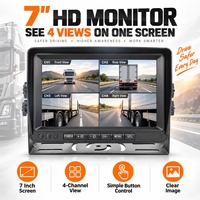 Kit d'écran de voiture 7 pouces IPS 1080P HD à 4 canaux avec vision nocturne claire pour caméra de recul, idéal pour camions lourds et VR