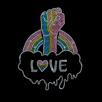 Transfert thermocollant personnalisé avec motif « Pride Love » en strass pour vêtements et t-shirts