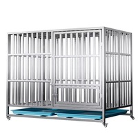 Jaula Plegable para Perros de Acero Inoxidable Resistente, Marco Cuadrado Transpirable, Uso en Interiores, Todas las Estaciones, para Razas Medianas/Grandes