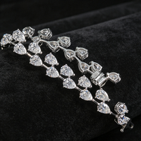 Bracelet tennis en moissanite GRA VVS en forme de poire, en argent sterling 925, minimaliste, double rangée, avec moissanites en goutte d'eau