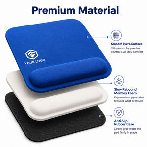Custom Logo Rectangular Mouse Pad with Wrist Rest Ergonomic Memory Foam Non-Slip Gaming <b>Mousepad</b> for Office Business Gift - Product Image 4