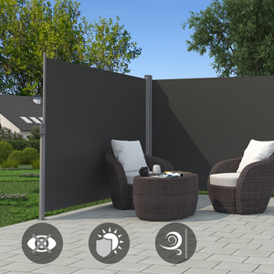 Auvent rétractable <span class=keywords><strong>double</strong></span> pliable SONGMICS pour terrasse extérieure, jardin, écran d'intimité avec poteau en acier - Product Image 2