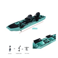 Kayak de Pesca Modular LSF de 4.45m para 2 Personas con Función de Deriva, Construcción Estable y Duradera de HDPE para Uso en el Mar y al Aire Libre
