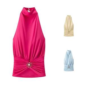 Top Corto sin Mangas con Tirantes para Mujer, Corte Ajustado, Verano - Product Image 1