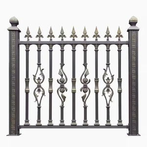 Instalasi DIY kontemporer besi tempa hitam pagar taman rumah sekitar pagar pelat baja pagar langkan pegangan tangan - Product Image 1