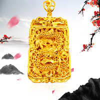 Collar con Colgante de Dragón Clásico Chapado en Oro de 24k, Joyería Hip Hop para Hombres y Mujeres