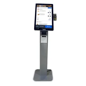 การออกแบบใหม่บริการตนเองลงทะเบียนเงินสดตู้อิเล็กทรอนิกส์เครื่อง Pos Kiosk เครื่องพิมพ์ความร้อนหุ่นยนต์จอแอลซีดีตู้อาหารอย่างรวดเร็ว
