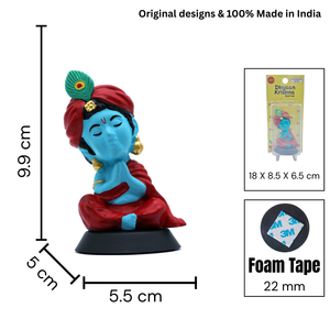 Ídolo del Señor Krishna Pintado a Mano (Acabado Azul) Obra Decorativa Espiritual para el Hogar, Templo, Escritorio de Oficina, Tablero de Coche y Regalo - Product Image 3