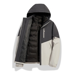 เสื้อแจ็คเก็ตบุนวม 3 ใน 1 สำหรับผู้ชายพร้อมซับในที่ถอดออกได้กันน้ำอุ่นสำหรับฤดูใบไม้ร่วงฤดูหนาวเสื้อแจ๊กเก็ตคอตั้ง - Product Image 2