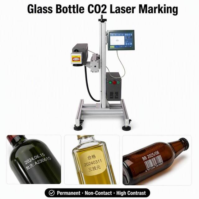 Automatic Flying CO2 Laser Marking Machine 40W for Non-Metal Paper PVC Wood Glass Leather Plastic Bottle Date Code Barcode Logo