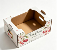 Boîte d'emballage pour fruits en carton ondulé personnalisée, boîte à fraises avec poignée, boîte cadeau pour fruits frais de la ferme