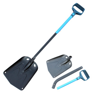 Pala para Nieve de Aleación de Aluminio, Plegable, Telescópica, Mango Largo con Agarre en D, Hoja Metálica Azul y Negra, Gran Capacidad - Product Image 1
