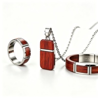 Collar Geométrico de Acero Inoxidable 316L con Incrustaciones de Madera, Estilo Minimalista, Regalo para Padrinos de Boda, Compatible con ODM, Venta al Por Mayor de Fábrica Personalizada