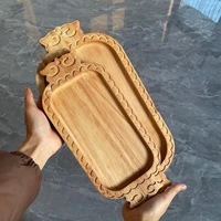 Assiette à pain rectangulaire en bois massif sculpté de fruits à motifs de style ethnique Boluksak pour agneau Kazakh Naan assiette jetable