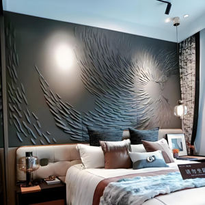 कस्टम इंटीरियर घर सजावट आधुनिक कढ़ाई चमड़े के कपड़े दीवार पैनल वॉलपेपर लचीला असबाब और जलरोधी कार्य - Product Image 3