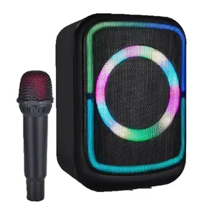 FANSBE TWS Función Fameily FM Radio Luz colorida BT Altavoz de karaoke portátil con micrófono