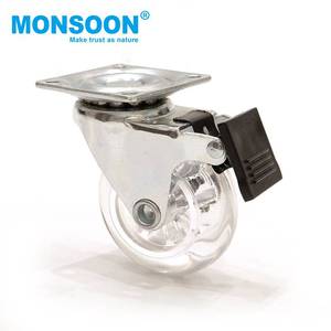 MONSOON 2/3 polegada Móveis rodízio rodas trole substituição bloqueio interno giratória PU roda rodízio móveis para móveis - Product Image 1