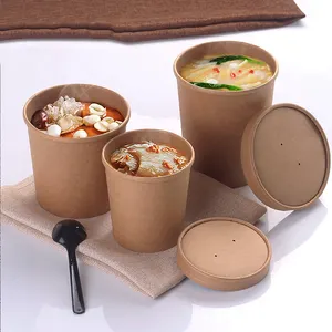 Vòng Đen Lấy Đi Giấy Không Thấm Nước Thực Phẩm Dùng Một Lần Takeaway Xô Hot Soup Cup Bowl Container