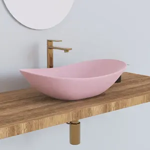 Hot Sale Ceramic Pink Wash Basin Bathroom Decoration Color Sink for Cabinet Counter Top