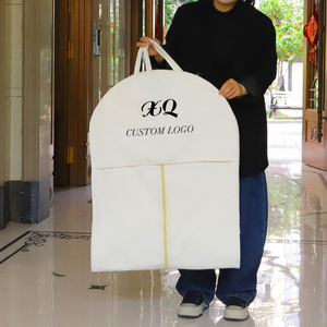 Custom Logo abito di lusso copertura indumento tela di cotone bianco tessuto indumento borsa appendiabiti per vestito con logo - Product Image 2