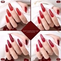 Gel de construction pour ongles 4 couleurs rouge Saint-Valentin, sans TPO ni HEMA, sûr et facile à utiliser, vernis à ongles UV professionnel, gel de construction.
