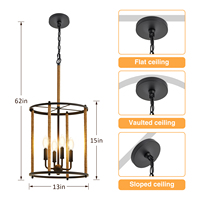 Lustre vintage de style ferme à 4 lumières noires, luminaire suspendu rustique, luminaire suspendu industriel pour salle à manger, îlot de cuisine