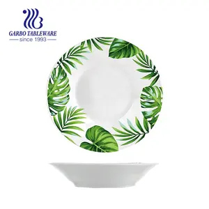 8英寸雨林彩釉定制汤盘个性化标志白瓷上菜甜点深盘
