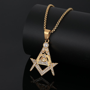 Collana massonica con ciondolo "G" placcato oro 18K catena in acciaio inox Vintage massone gioielli da <span class=keywords><strong>uomo</strong></span> - Product Image 2
