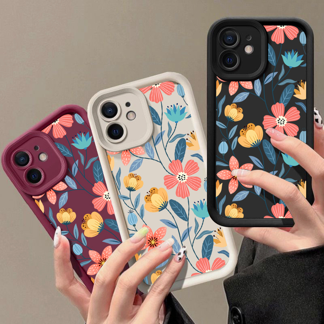 Colorful Flowers Silicone Case For iPhone 18 17 16e 15 16 Pro Max 14 13 12 11 Pro Max Air Shockproof Bumper Soft TPU Phone Cover