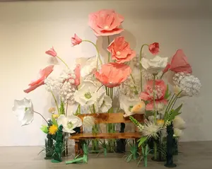 V491Customize शैली पैमाने हस्तनिर्मित विशाल फूल शादी की पृष्ठभूमि के लिए पार्टी सजावट खिड़की प्रदर्शन सजावटी फूल और संयंत्र