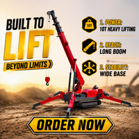 Grue araignée 10T personnalisable certifiée CE, grue sur chenilles compacte pour la construction en terrain complexe extérieur et le levage