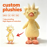 Peluche Canard Mignon Certifiée EN71 ASTM CPC, Jouet en Peluche Personnalisé OEM ODM, Poupée en Peluche en Coton PP, Jouet en Peluche Doux de Dessin Animé
