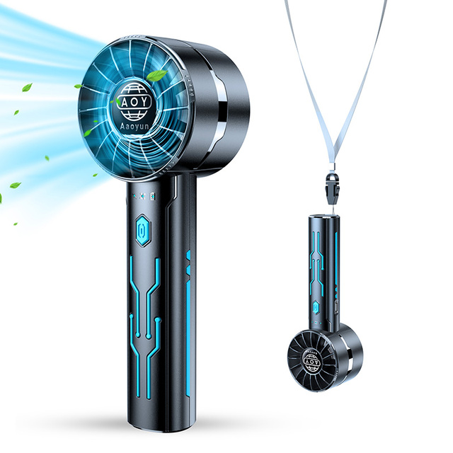 Aaoyun 2024 Newest Handheld Fan Electric Table Fan with Phone Support, Rechargeable Handheld air Cooling Fan