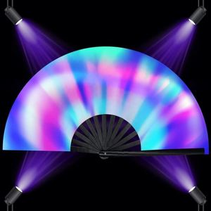 พัดไม้ไผ่พับได้คุณภาพสูง ขนาด 13 นิ้ว ลายกังฟูไทเก๊ก พิมพ์ลายจีนตามสั่ง พร้อมเอฟเฟกต์เรืองแสง UV ขนาด 33 ซม. ของขวัญทางธุรกิจ - Product Image 1