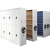 Armoire coulissante automatique électrique en acier, assemblée, réglable, mobile, avec serrure à clé, pour bureau ou musée.