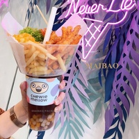Pp Take-out Drinking Cup Tasse à cola en plastique avec couvercles et pailles Tasse à pop-corn créative avec porte-bol à collation