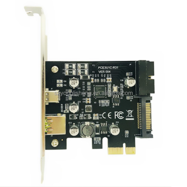PCI-Express PCI-e To USB 3.1 Type-C Riser Post Card PCIe to USB-C 2.4A Fast Charger+19PIN Front USB Expansion Adapter Card