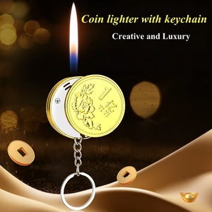Wholesale <strong>Unique</strong> Creative Classic Design Coin <strong>Lighter</strong> Keychain Fingertips Playing Flame Metal Refillable <strong>Gas</strong> <strong>Lighter</strong> for Smoking - Product Image 4