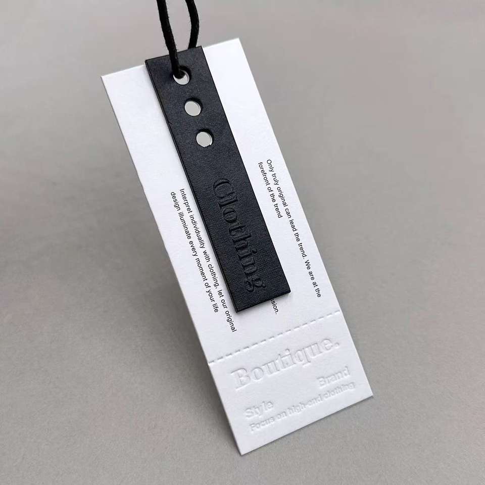 Colour Less Tag Custom Minimalist Colorless Paper Washable Hang Tag Embossed Garment ...