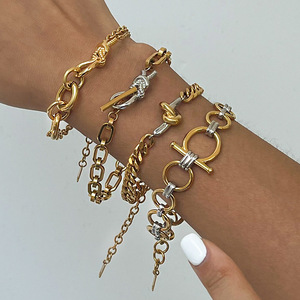 MW 18K PVD plateado mujer diseño nudo Color bloque cadena pulsera de lujo moda cadena enlace pulseras mujeres acero inoxidable - Product Image 1