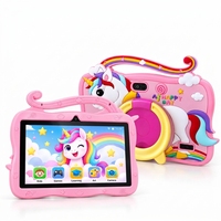 Tablette pour enfants 7 pouces Android 8.1 2 Go 16 Go WiFi 1024x600 rose, tablette éducative pour enfants avec étui licorne et support