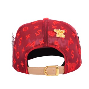 Casquette de camionneur en cuir à 5 panneaux TCAP Chine avec logo en strass et broche de casquette - Product Image 6